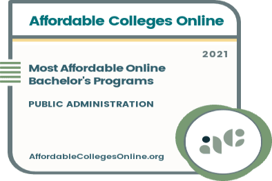 Most Affordable Online Bachelor's in Public Administration Programs badge