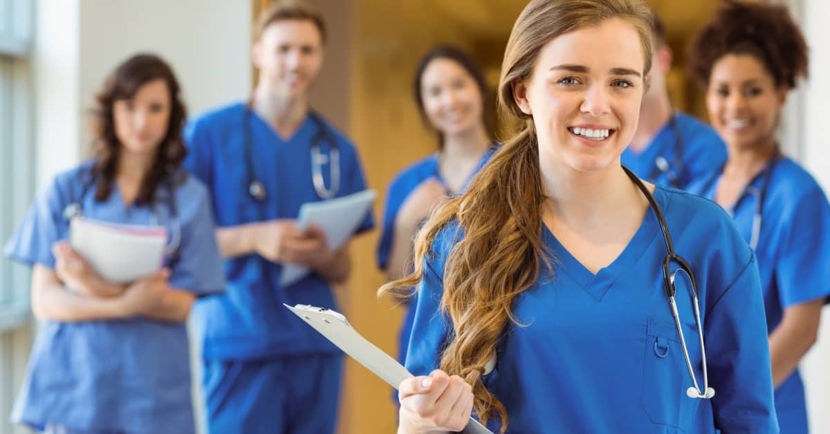 Gym nurse brunette students
