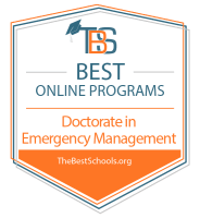 Best Online Doctorate in Emergency Management Programs Badge