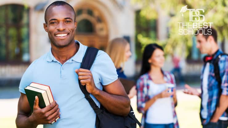 African American student on university campus