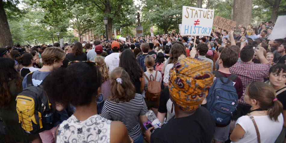 Many students today are challenging racism in higher education by demanding colleges rename buildings and remove statues honoring racist historical figures.