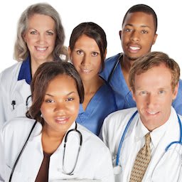 Diverse Medical Personnel Closeup, Isolated on White