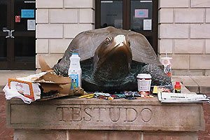 Testudo with offerings (photo by Johnthan Speed)