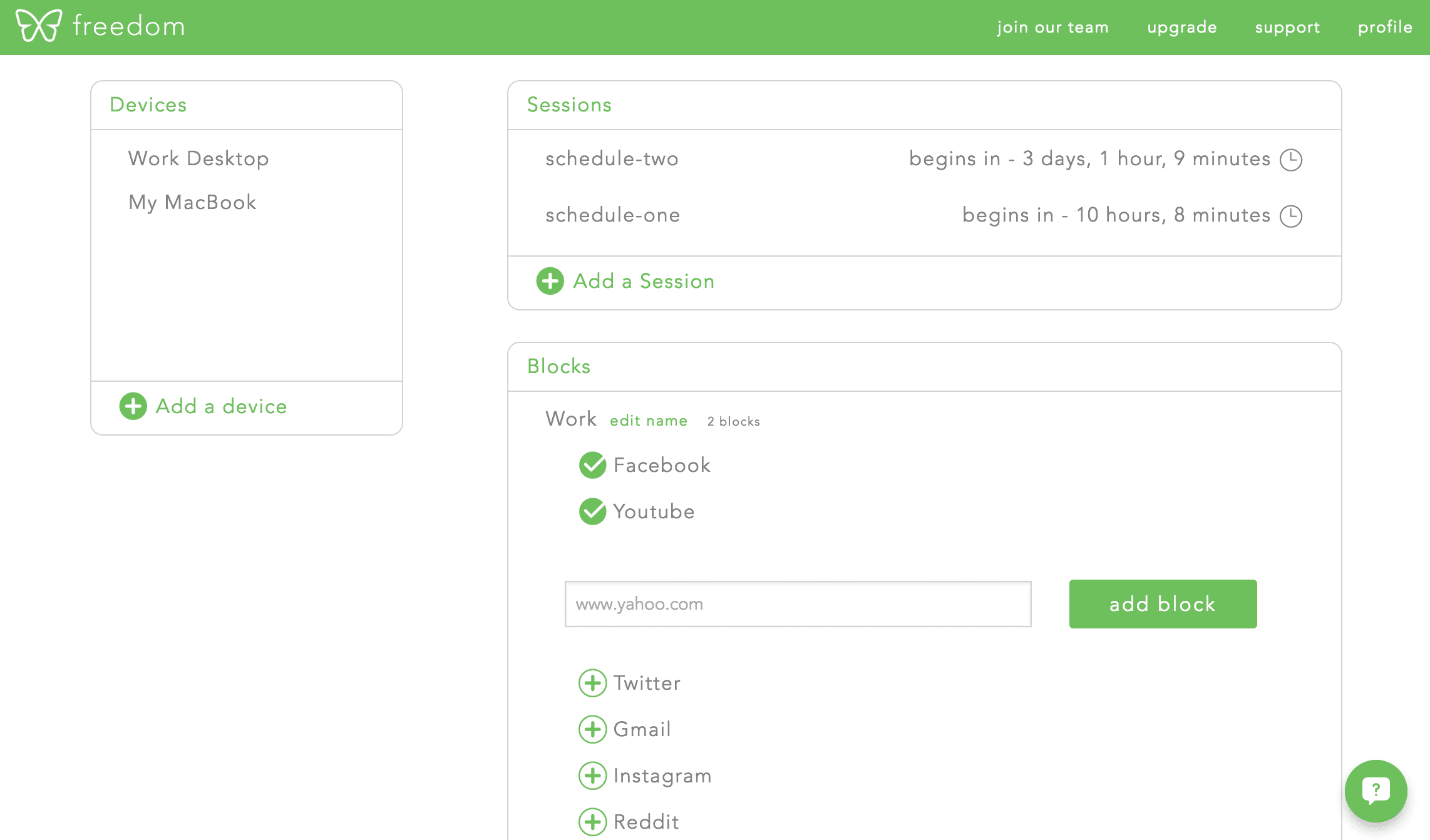 Freedom.to App Block List Page