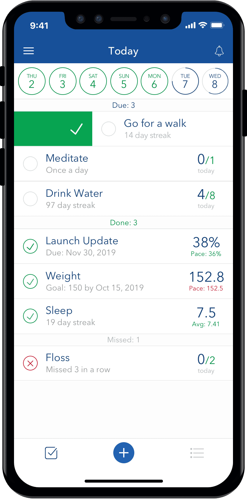 Strides app daily goals tracker