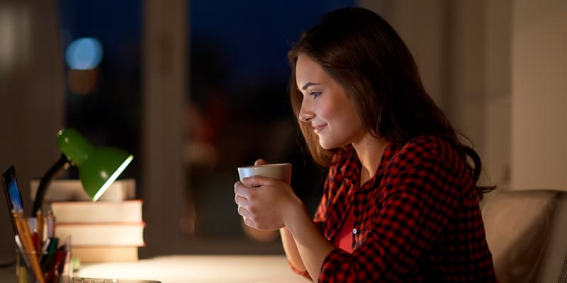 college student learning at home