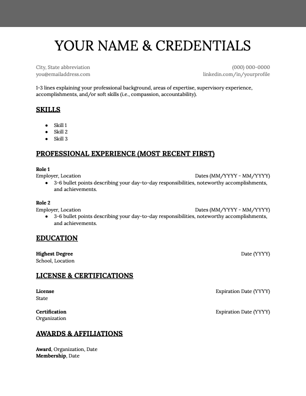 Combination Resume Template