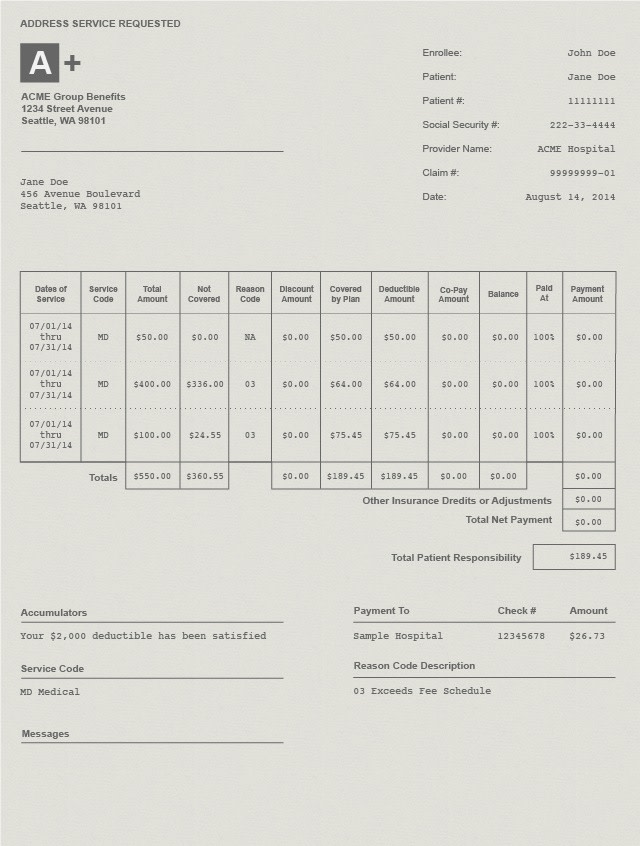 Explanation of Benefits (EOB)