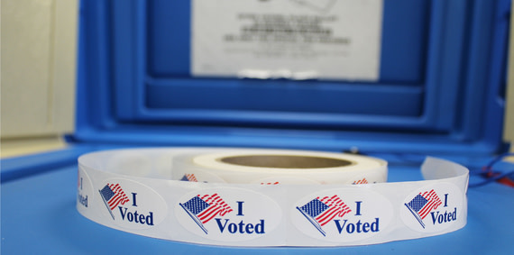 A spool of 'I voted' stickers.