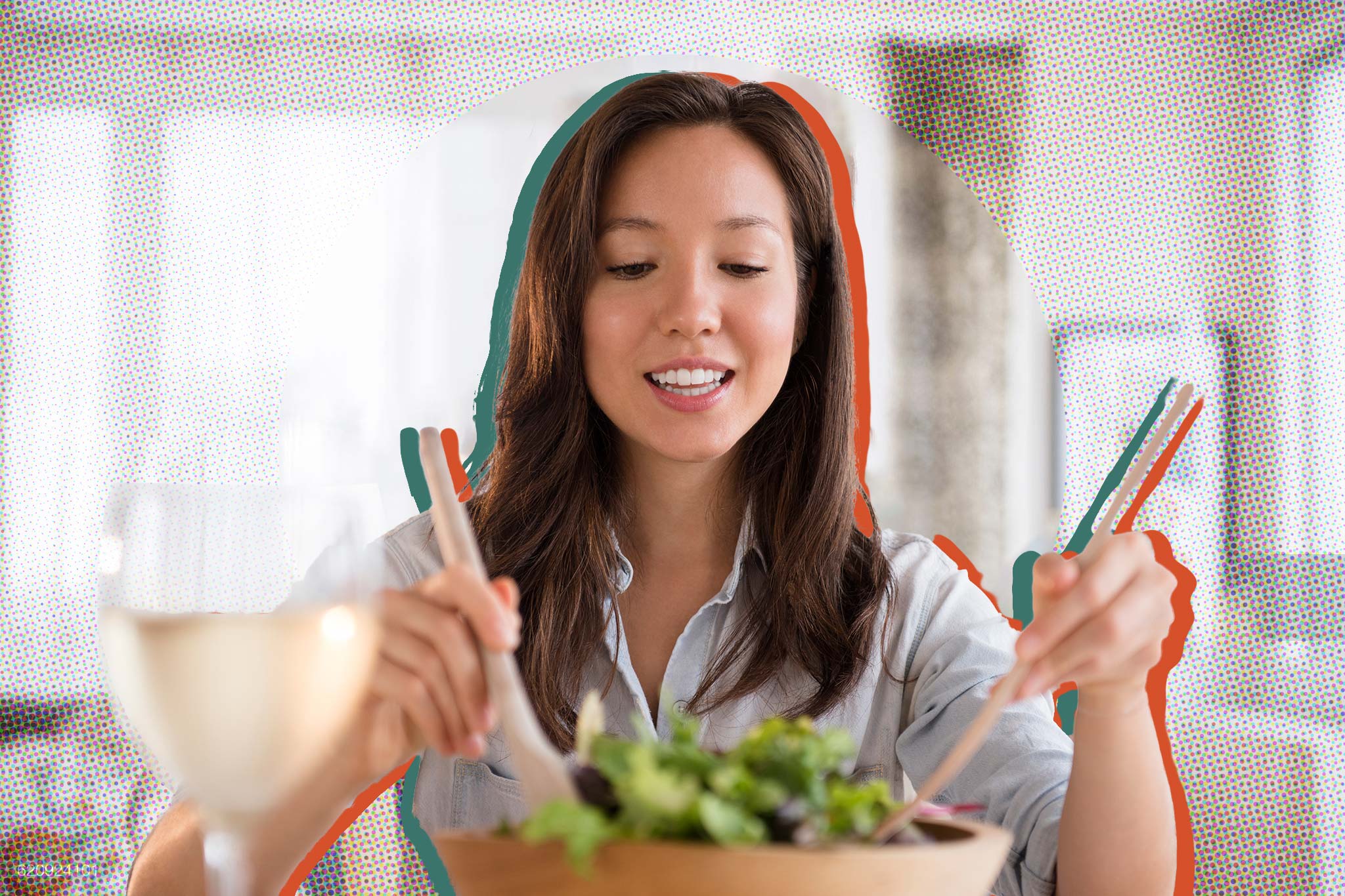 Image of student making a salad