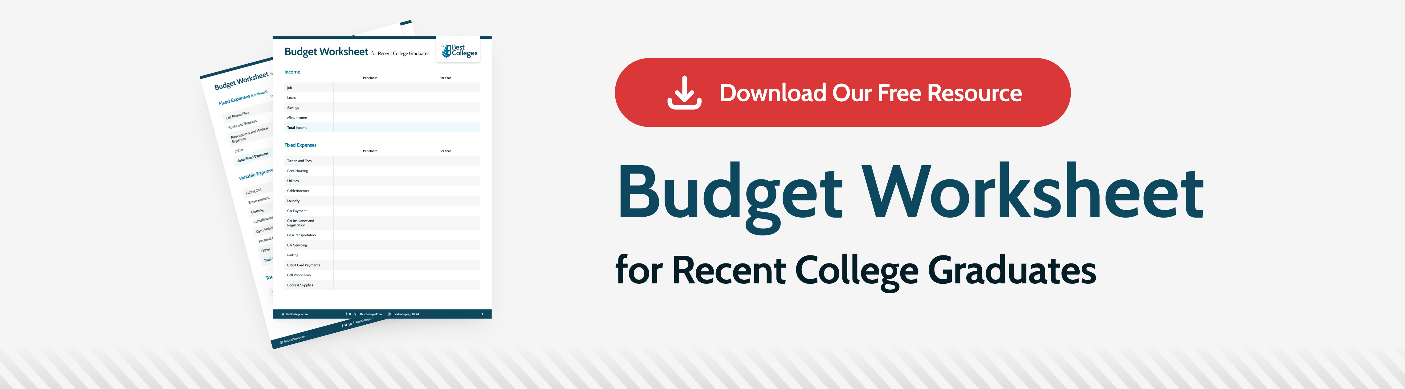 Download Our Free Resource: Budget Worksheet for Recent College Graduates