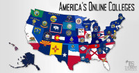 Map of America with state flags - online colleges