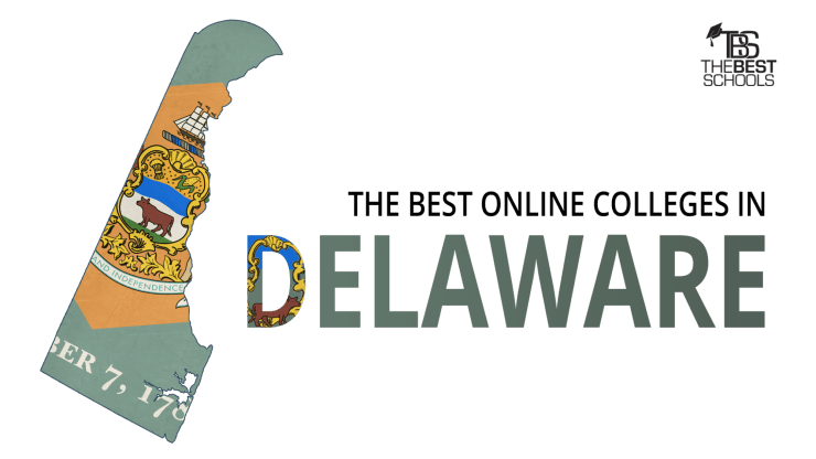 The Best Online Colleges in Delaware for 2018 (Image of State of Delaware with Delaware State Seal)