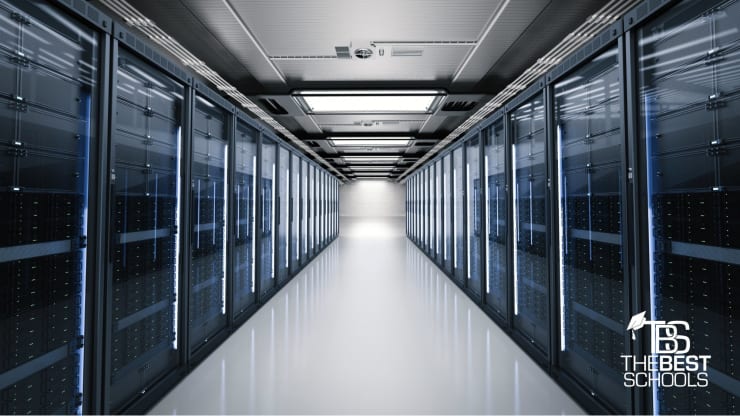 Best Online Bachelor's in Network Security Programs: A room filled with computer servers.