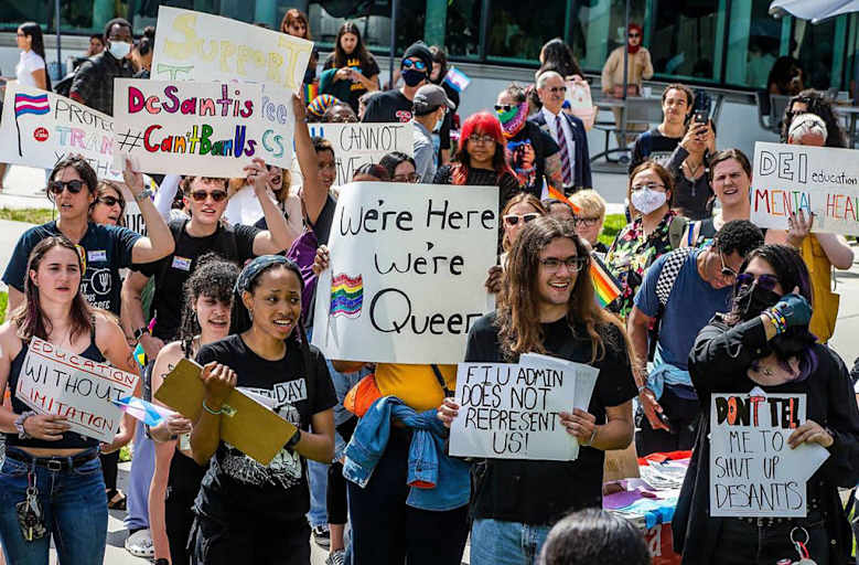 Florida College Students Protest DeSantis Legislation on Gender-Affirming Care and DEI