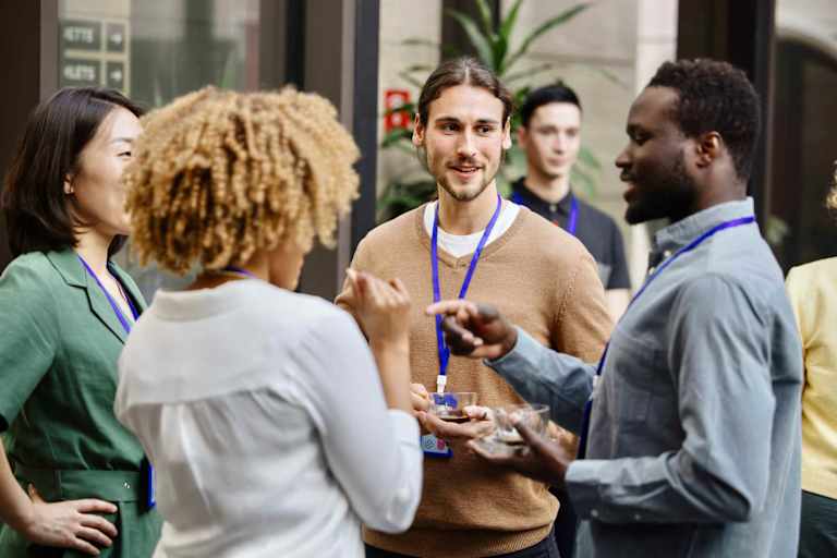 Social workers at networking event
