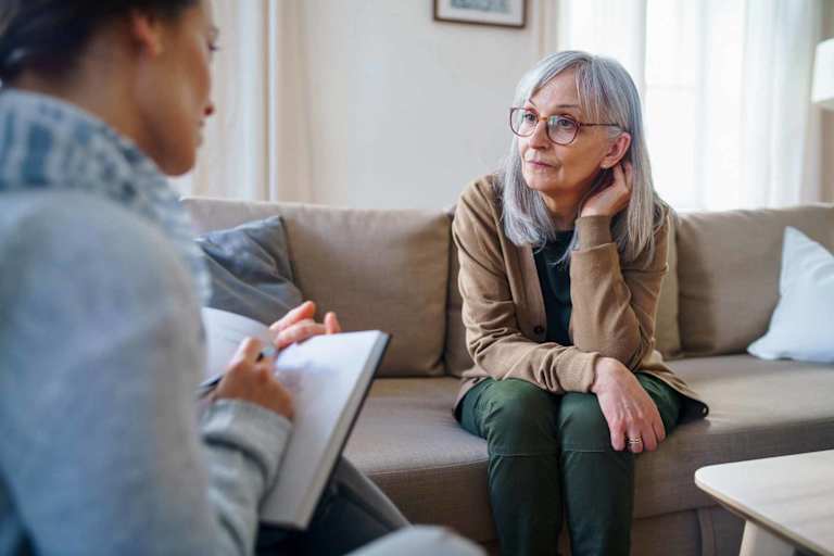 Counselor speaking to client