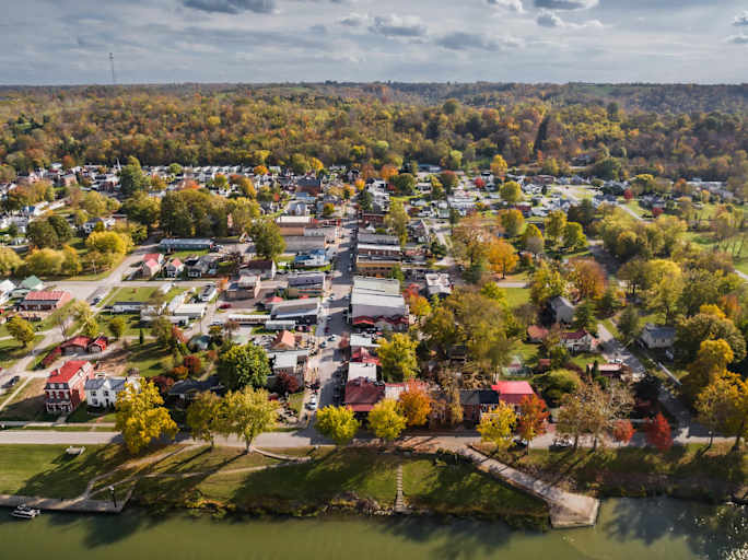 Aerial view of Augusta, Kentucky