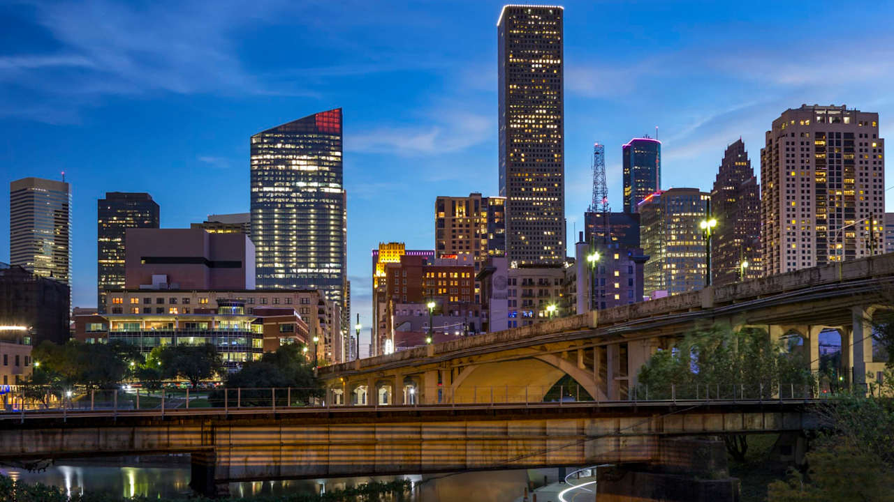 Downtown Houston, Texas at nighttime