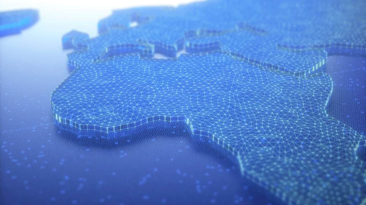 A map of Africa stylized in all blue CGI. It looks like an Iceberg
