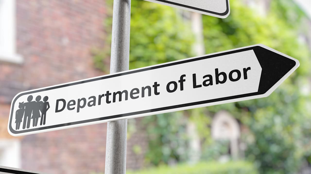 Department of labor sign on street. 3D rendered illustration.