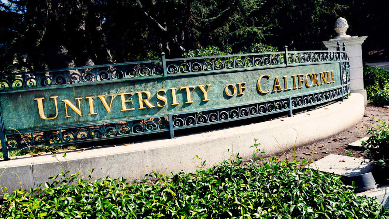Berkeley, California, USA - October 15, 2016: University of California entrance sign on the corner of Oxford Street and Center Street at Berkeley, California. Over 150 years old, and with many Nobel Prizes winners (they even have reserved parking spots for them), the campus serves almost 40,000 students within an open green space.
