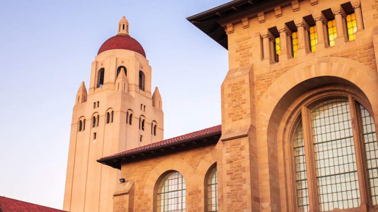 PALO ALTO, CA - OCTOBER 7: A general view of the Stanford University campus including Hoover Tower and Green Library taken on October 7, 2019 in Palo Alto, California. (Photo by David Madison/Getty Images)