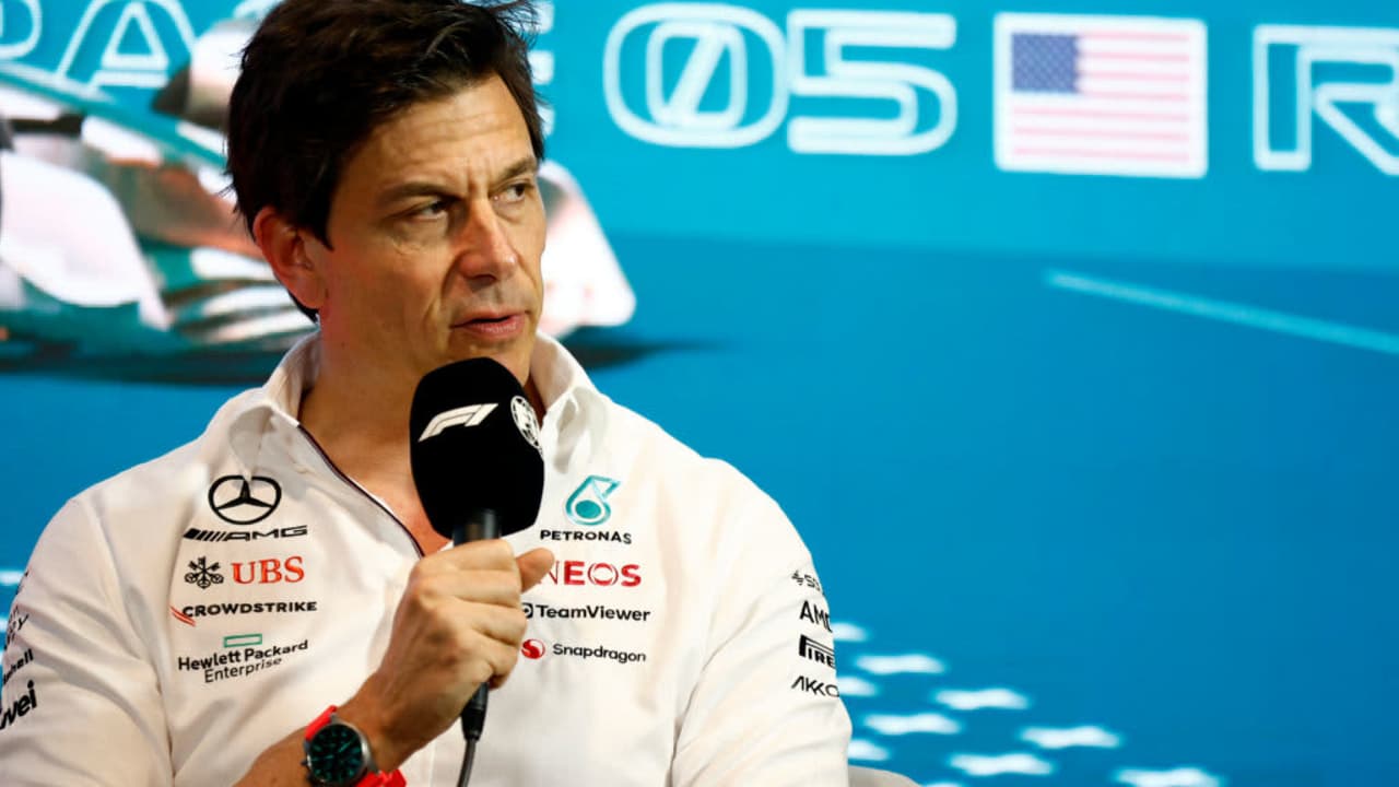 Mercedes GP Executive Director Toto Wolff attends the Team Principals Press Conference during practice ahead of the F1 Grand Prix of Miami
