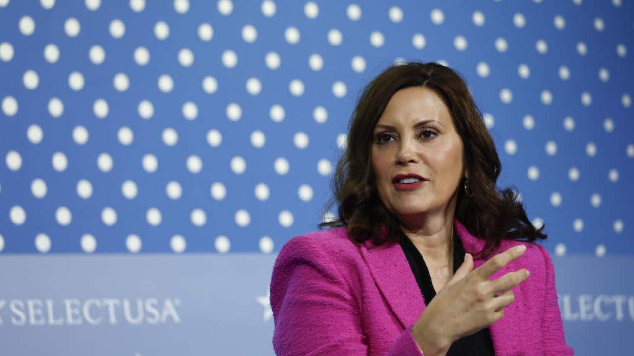 Michigan Governor Gretchen Whitmer speaks during the SelectUSA Investment Summit in National Harbor, Maryland, on Thursday, May 4, 2023. The summit is to establish new connections and opportunities to grow through investing in the US, according to the organizers.