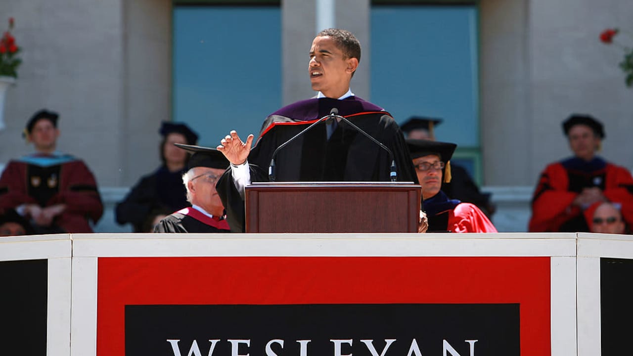 Barack Obama Gives Commencement Address At Wesleyan University