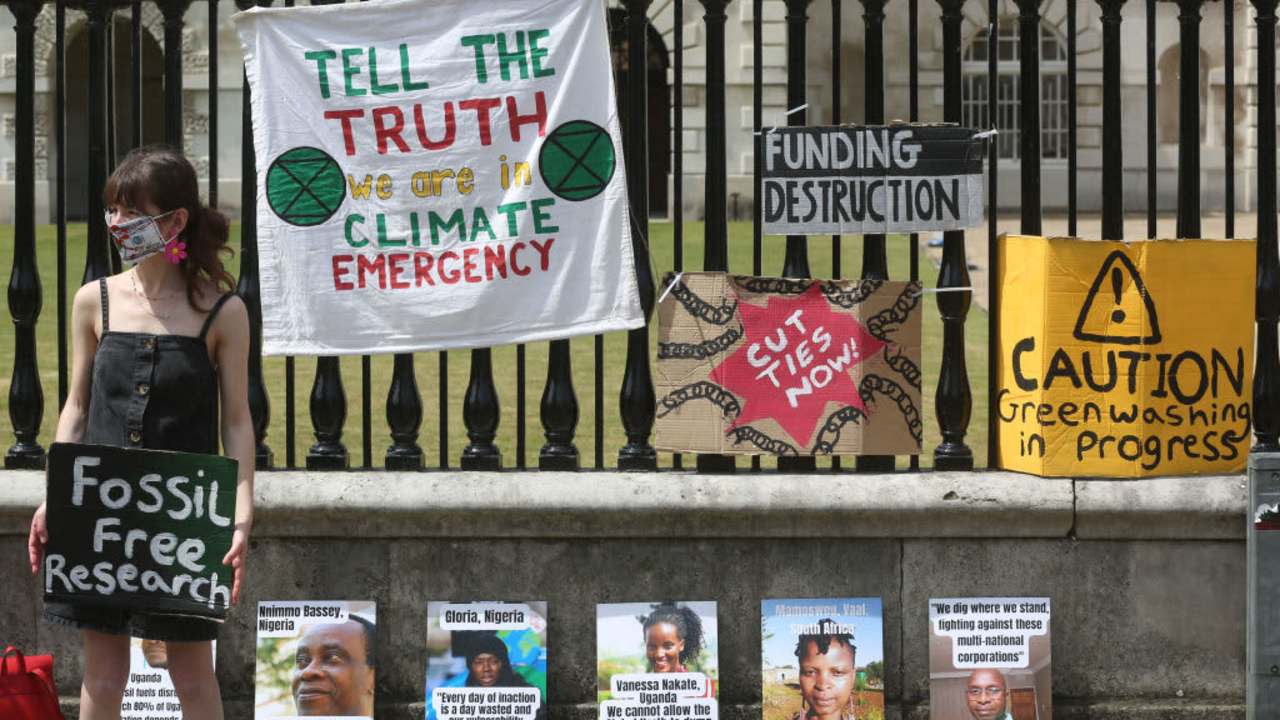 Climate activist protesting in Cambridge, England
