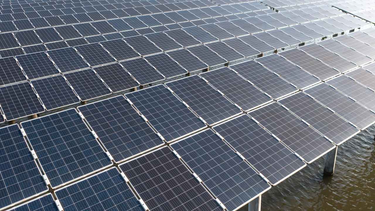 Drone photographing photovoltaic solar power station