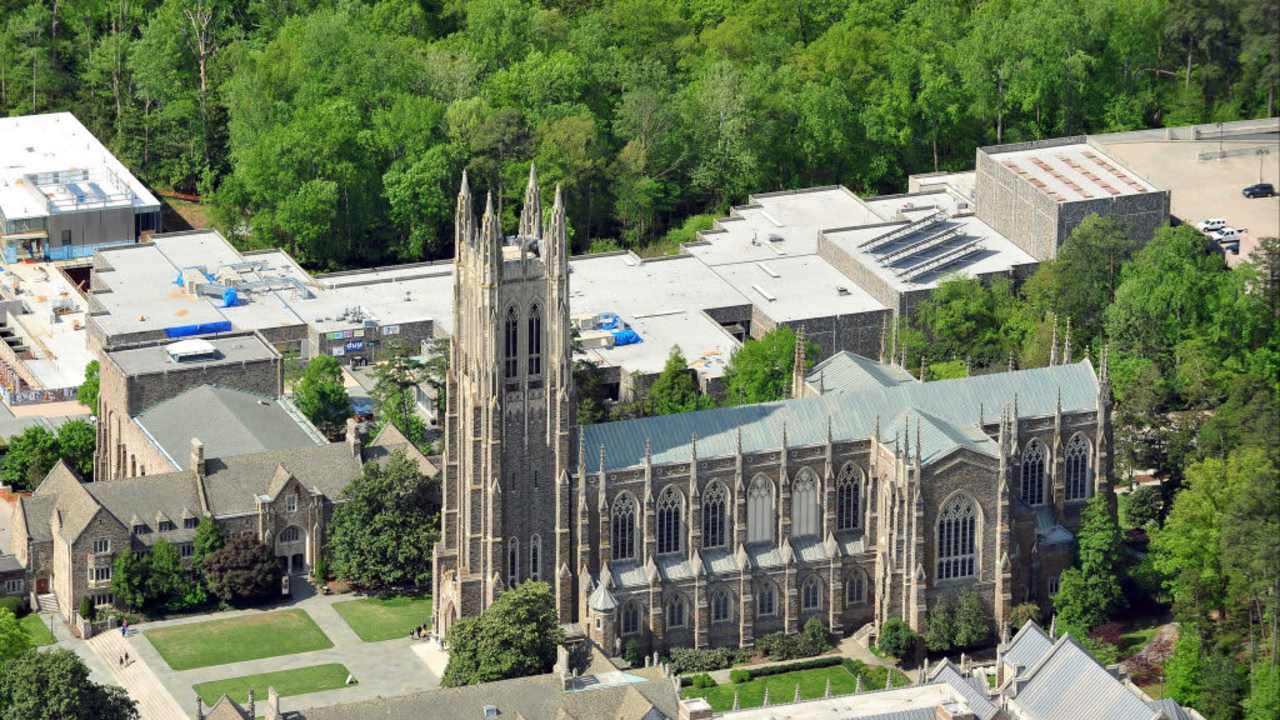 Aerial view of Duke University chapel