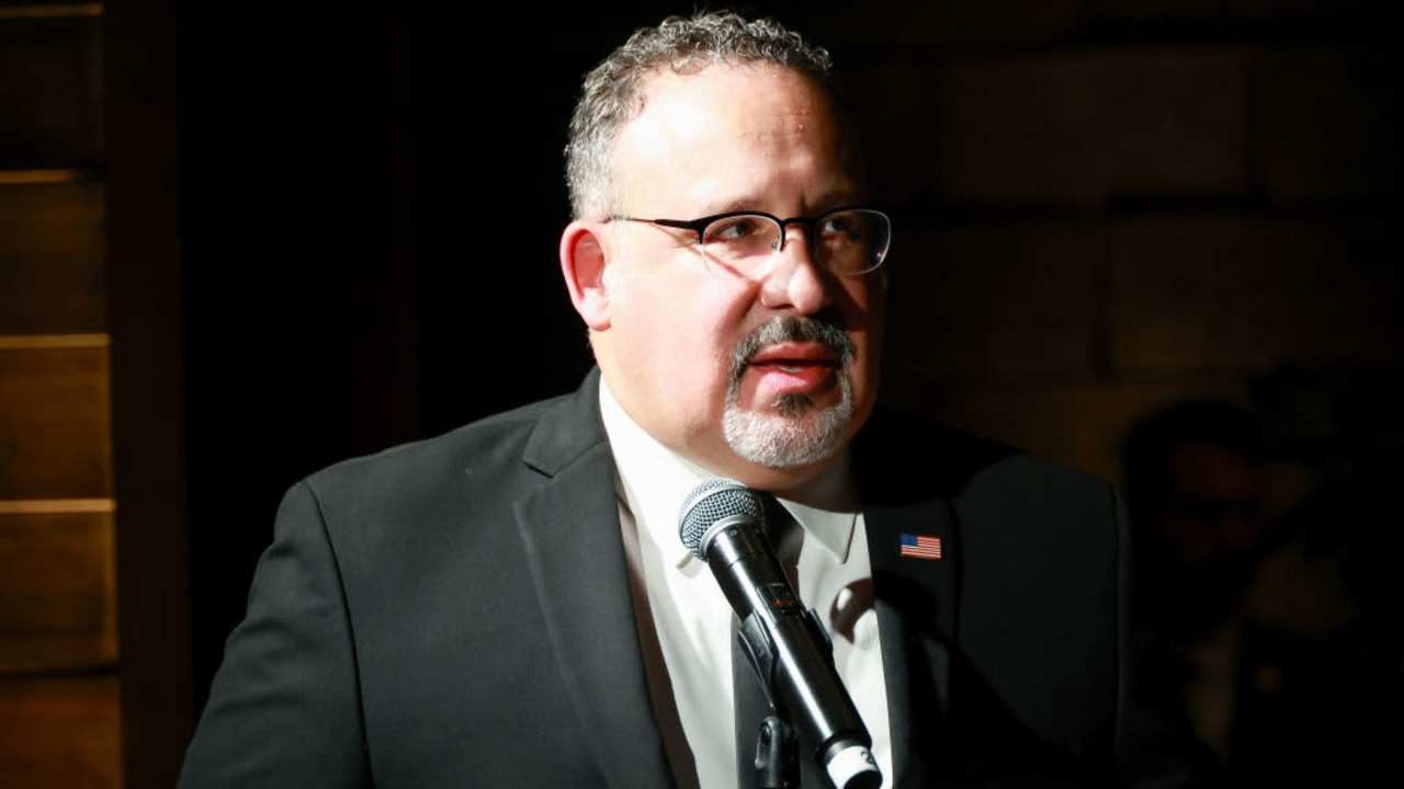 Dr. Miguel Cardona, US Secretary of Education, speaking at event