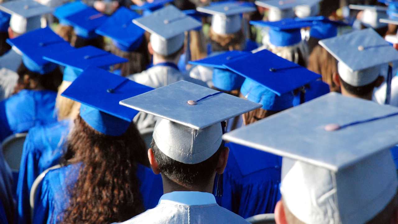 Graduates at commencement