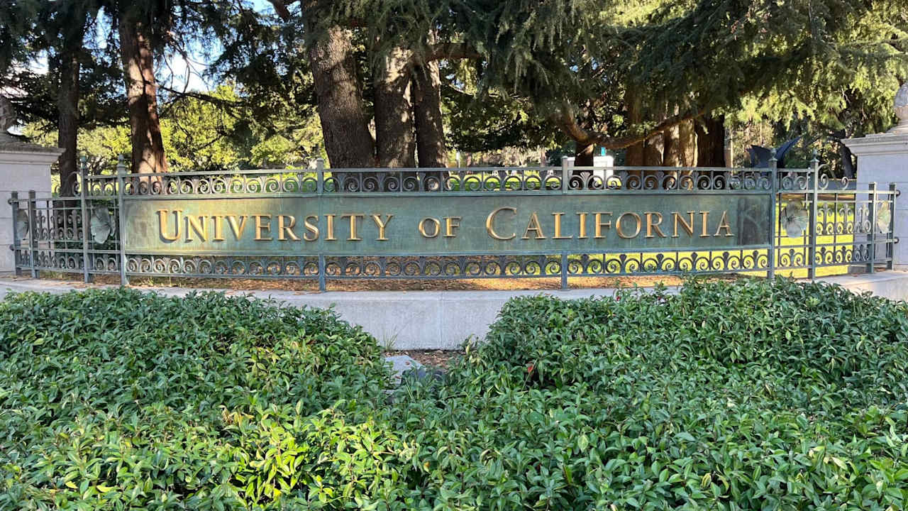 Entrance sign to the University of California campus in Berkeley, California.