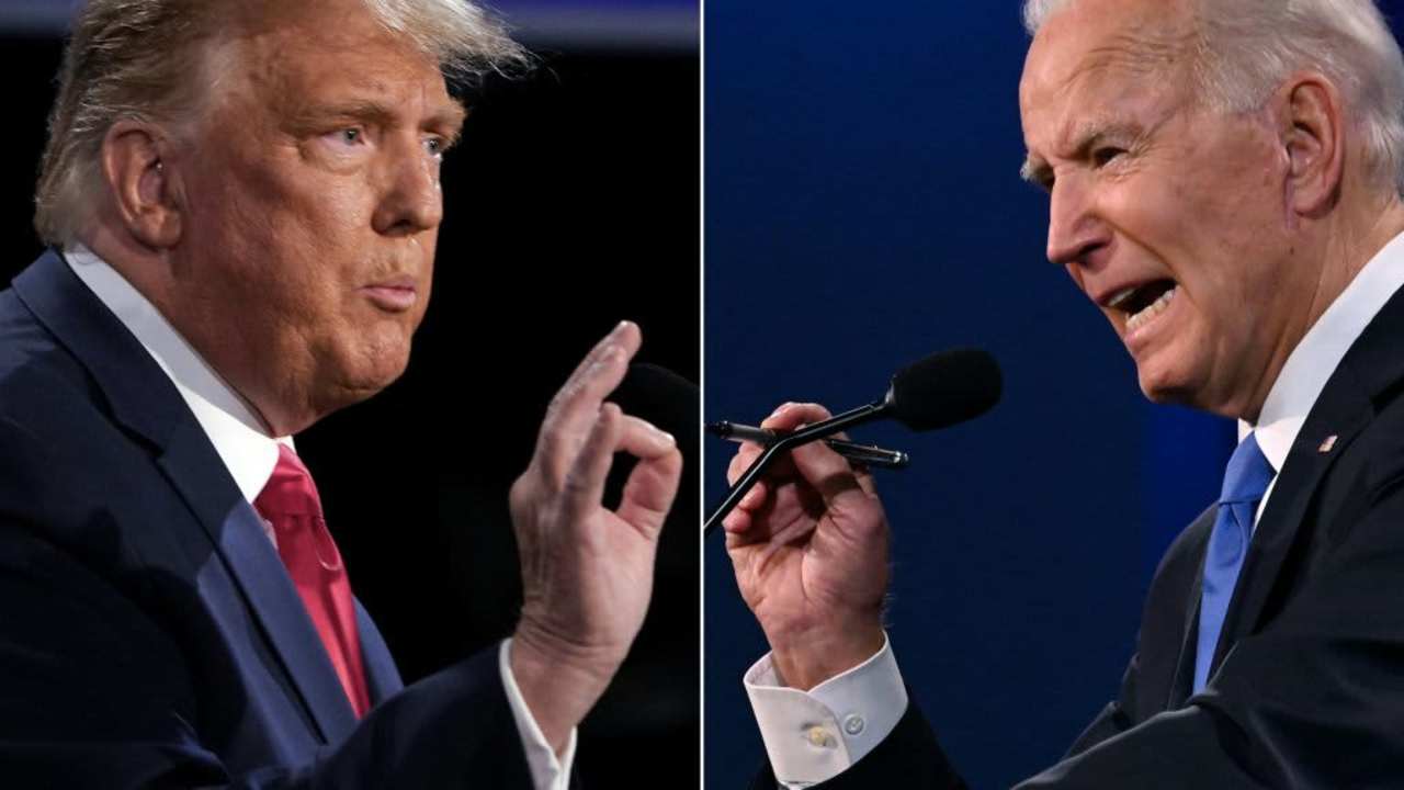 This combination of pictures created on October 22, 2020 shows US President Donald Trump (L) and Democratic Presidential candidate and former US Vice President Joe Biden during the final presidential debate in 2020.