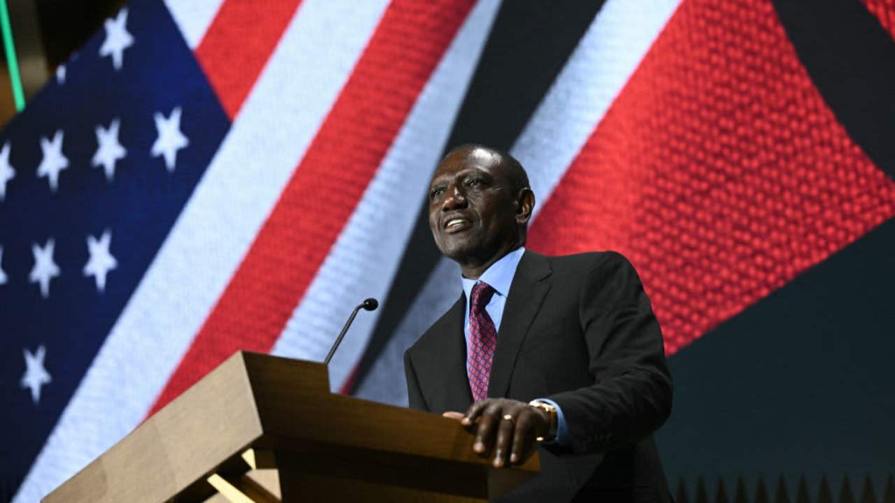 Kenyan President William Ruto delivers remarks at the US Chamber of Commerce in Washington, DC, on May 24, 2024.