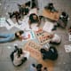Photo from above male and female protestors preparing posters for social movement