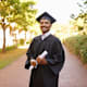 A new graduate holding a diploma.