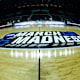 Empty arena and floor of the Dunkin Donuts Center in Providence, Rhode Island, prior to the start of a March Madness basketball game.