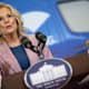 US First Lady Jill Biden speaks during an event with Governors spouses attending the National Governors Association Winter Meeting and United Through Reading at the Decatur House in Washington, DC on February 11, 2023. - The event assembled approximately 800 reading-ready kits complete with childrens books, literacy materials, and a stuffed bear from Operation Gratitude for National Guard families around the country to help military families stay connected. (Photo by ANDREW CABALLERO-REYNOLDS / AFP) (Photo by ANDREW CABALLERO-REYNOLDS/AFP via Getty Images)