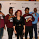 Nikole Hannah-Jones (C) poses with students from Morehouse College