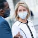 UNITED STATES - JANUARY 4: Reps. Mary Miller, R-Ill., and Burgess Owens, R-Utah, are seen during a group photo with freshmen members of the House Republican Conference on the House steps of the Capitol on Monday, January 4, 2021. (Photo By Tom Williams/CQ-Roll Call, Inc via Getty Images)