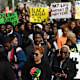 TALLAHASSEE, FL - FEBRUARY 15: Demonstrators protest Florida Governor Ron DeSantis plan to eliminate Advanced Placement courses on African American studies in high schools as they stand outside the Florida State Capitol on February 15, 2023 in Tallahassee, Florida. DeSantis says Advanced Placement courses on African American studies violates the Stop WOKE Act, which curbs race-related and gender curriculum from Florida classrooms. (Photo by Joshua Lott/The Washington Post via Getty Images)