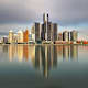 Detroit Michigan skyline reflections