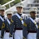 Cadets standing at the US Military Academy graduation ceremony