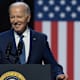 US President Joe Biden speaking during an event honoring the legacy of Senator John McCain at the Tempe Center For The Arts in Tempe, Arizona, on September 28, 2023.