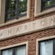 The Wharton School sign on a building at the University of Pennsylvania, Philadelphia
