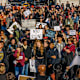 About a thousand students at New York University walked out and congregated in Washington Square Park to hold a rally declaring their campus a Sanctuary Campus on November 16, 2016.